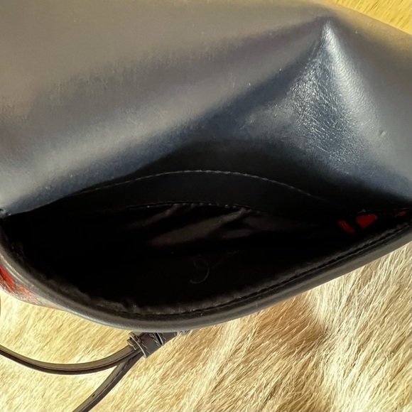 VERA BRADLEY Navy & Red Art Plaid S Tasseled Crossbody Bag Vegan Leather Flap - Picture 7 of 10